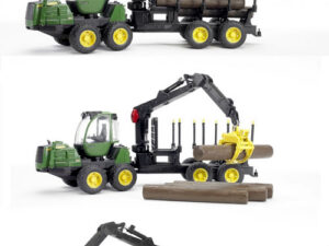 John Deere 1210E Rückezug mit 4 Baumstämmen und Holzgreifer