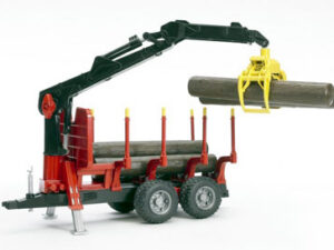 Rückeanhänger mit Ladekran- 4 Baumstämmen und Holzgreifer