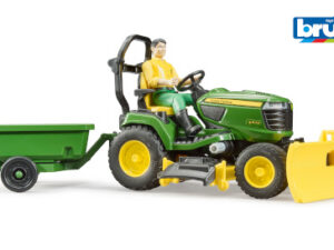 John Deere Aufsitzrasenmäher mit Anhänger und Gärtner