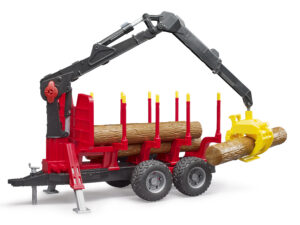 Rückeanhänger mit Ladekran- 4 Baumstämmen und Holzgreifer