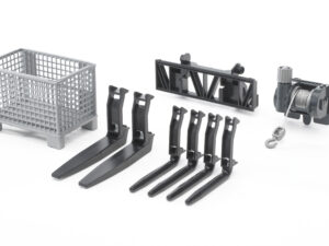 Zubehör: Gitterpalette- Seilwinde und Frontladergabeln