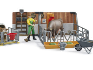 bworld Kuh und Kälberstall mit Landwirt