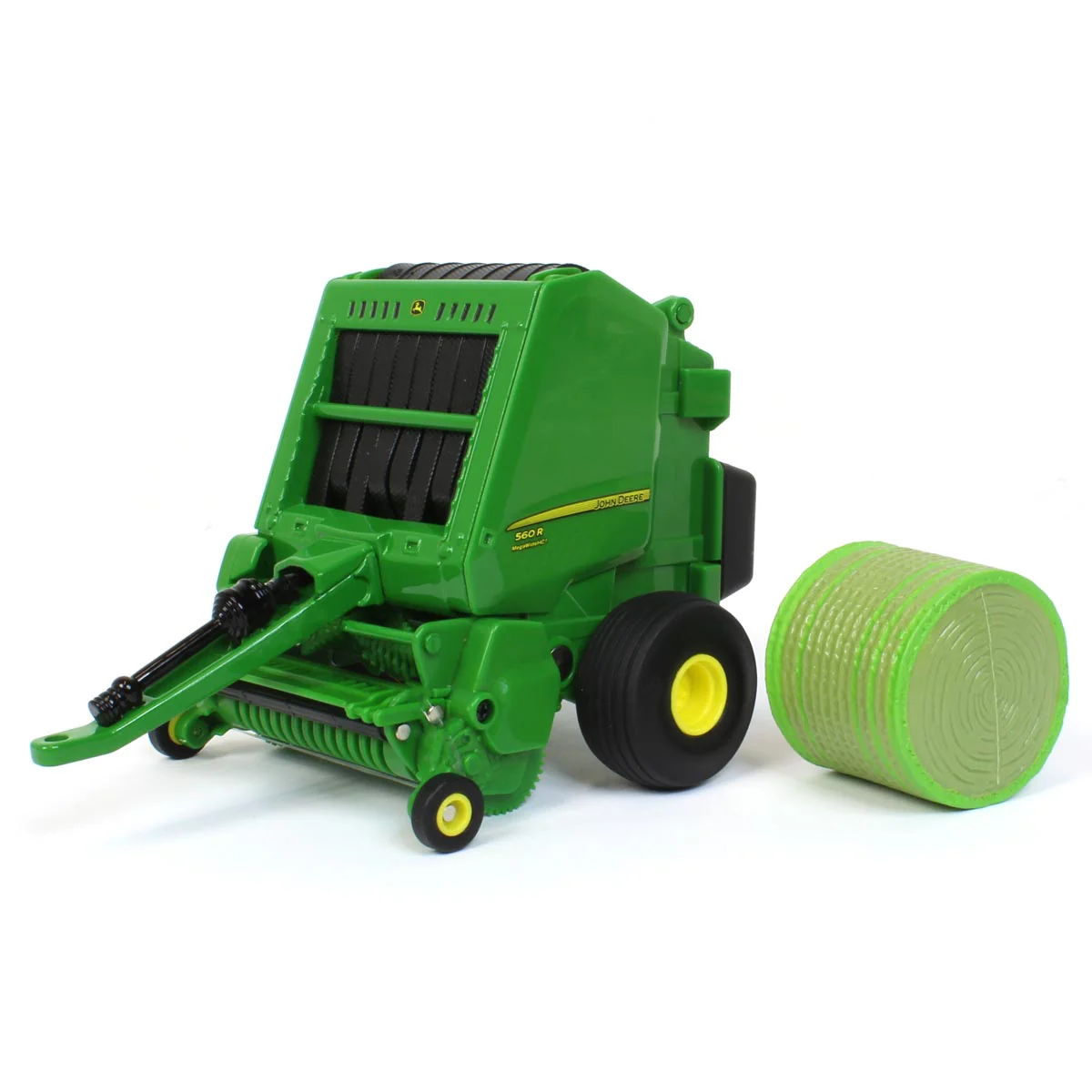 John Deere 560R Rundballenpresse mit einem Rundballen