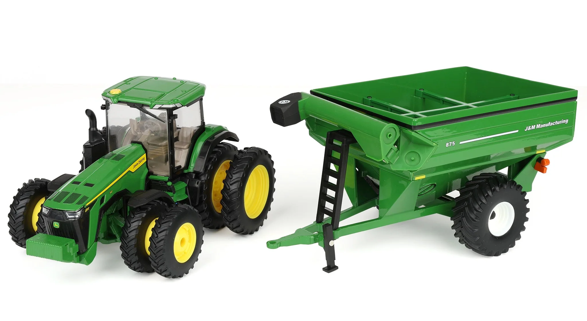 John Deere 8R 340 Tractor mit J&M 875 Grain Cart – Bild 3