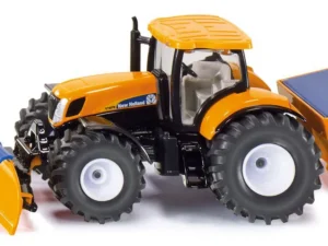 New Holland mit Räumschild und Streuer
