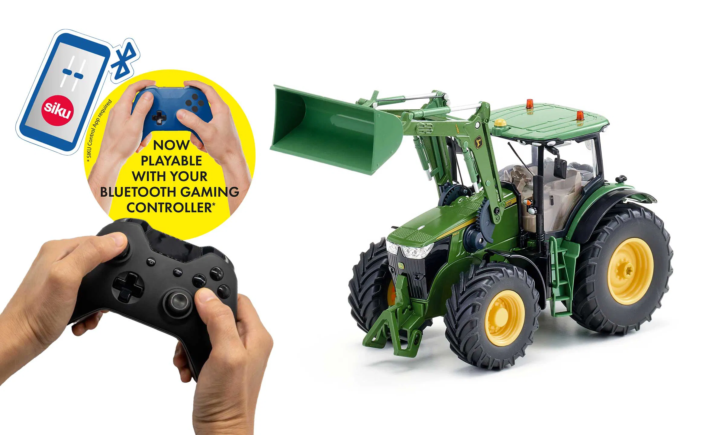 John Deere 7310R mit Frontlader und Bluetooth App-Steuerung